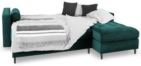 Divano letto angolare in velluto verde petrolio, angolo destro Santo - Milo Casa