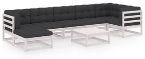 Set divani da giardino 8 pz con cuscini legno massello di pino
