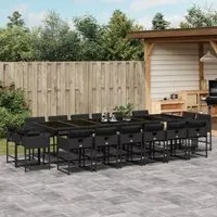 Set da Pranzo da Giardino 17 pz con Cuscini Nero in Polyrattan 3278190