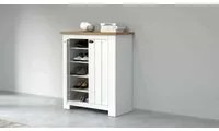 Scarpiera Dcittadin, Porta scarpe salvaspazio a 2 ante, Armadio multifunzione da ingresso, 84x42h100 cm, Bianco e Rovere