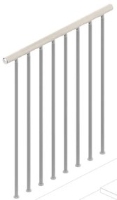 Balaustra in kit IRIS Superiore in acciaio e legno argento e bianco L 102 cm