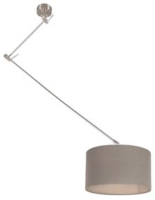 Lampada a sospensione in acciaio con paralume 35 cm color tortora regolabile - Blitz