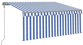 Tenda Sole Retrattile Automatica con Parasole 3x2,5m Blu Bianco