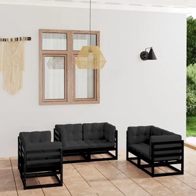 Set divani da giardino 6 pz con cuscini legno massello pino