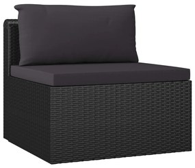 Set divani da giardino 7 pz con cuscini in polyrattan nero