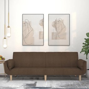 Divano Letto A 2 Posti Con 2 Cuscini Marroni İn Tessuto /
