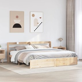 Giroletto Con Testiera 200x200 Cm İn Legno Massello Di Pino /