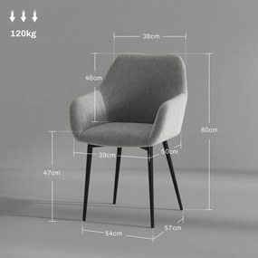 Set 2 Sedie Imbottite Stile Nordico 54x57x80 cm Tessuto Effetto Velluto Grigio Scuro...