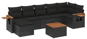 Set Divani da Giardino con Cuscini 8 pz Nero in Polyrattan