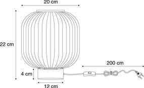 Lampada da tavolo Art Déco nera con vetro fumé e cavo E27 incluso - Karel