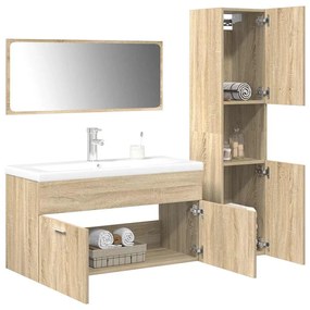Set Mobili Da Bagno 4 Pz Rovere Sonoma İn Legno Multistrato /