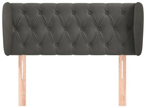 Testiera ad orecchio grigio scuro 93x23x78/88 cm in velluto