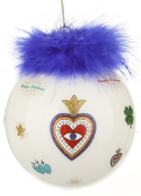 Pallina Natale cuore blu 10 cm Good Luck