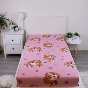 Lenzuolo con angoli per bambini rosa in cotone per letto singolo 90x200 cm Paw Patrol – Jerry Fabrics