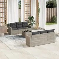 Set Divani da Giardino 7pz con Cuscini Grigio Chiaro Polyrattan 3251049