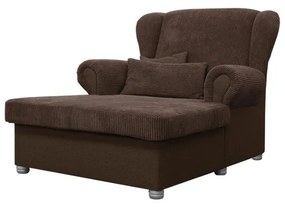 Chaise longue marrone scuro con rivestimento in velluto a coste Lord – Ropez