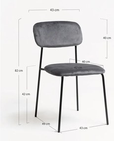 Sedie Vius Black Velluto - Grigio