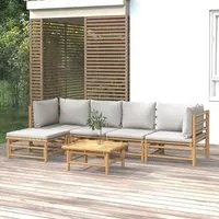 Set Salotto da Giardino 6pz con Cuscini Grigio Chiaro Bambcod mxl 101273