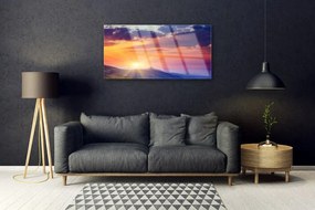 Quadro vetro acrilico Paesaggio di montagna del sole 100x50 cm