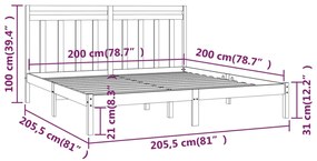 Giroletto Nero in Legno Massello 200x200 cm