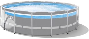 Intex - 26730NP – Piscina Fuori Terra Prisma Frame Clearview Rotonda, Pompa Filtro 5678 L/h, Scaletta, Telo Base e Copertura, 19156 l, Acciaio e pvc,