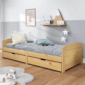 Dormeuse 2 Cassetti 90x200 Cm Legno Massello Pino Irun /