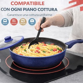 Set 6 Pezzi Padelle con Coperchio 20-24-28 cm in Alluminio Blu...