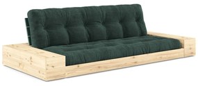 Divano letto in velluto a coste verde scuro 244 cm Base - Karup Design