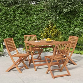 Set Da Pranzo Per Giardino 5 Pz İn Legno Massello Di Acacia /