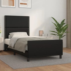 Giroletto Con Testiera Nero 90x200 Cm İn Similpelle /