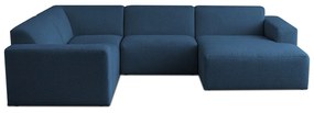 Divano angolare blu scuro in tessuto bouclé (a U) Roxy - Scandic