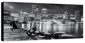 Stampa su tela New York skyline by night b&w, multicolore 190 x 90 cm