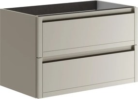 Mobile da bagno sospeso sotto lavabo L 79.5 x H 50 x P 45.5 cm beige opaco, 2 cassetti TRATTO
