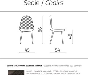 Sedia sala da pranzo ecopelle Marrone - SOFT 2 sedie