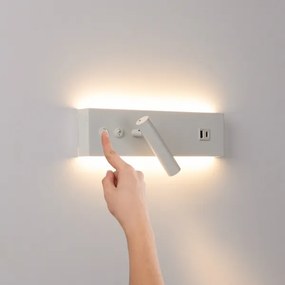 Brilagi-LED Faretto da parete con porta USB NOCTIS LED/3W/230V+LED/9W bianco