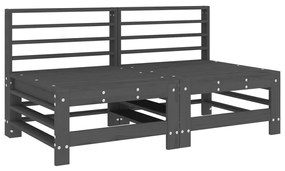 Set Salotto da Giardino 7 pz Grigio in Legno Massello di Pino