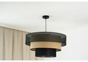 Brilagi - Lampadario a cavo DAKOTA LUNETA 1xE27/15W/230V Ø 60 cm nero/rattan