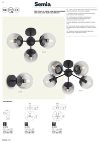 Redo 01-2176 - Lampadario a stelo SEMIA 3xE14/28W/230V nero/fumé