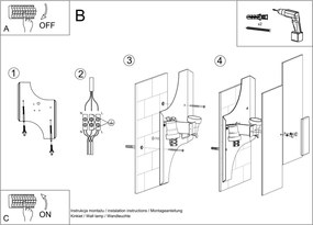 Lampada da Parete 2xE27 FABIANO in Acciaio e Vetro