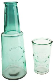 Caraffa in vetro verde con bicchiere, 800 ml - Dakls