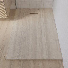 Piatto doccia SENSEA in composito minerale di resina gelificata beige L 70 x L 120 x H 2.7 cm opaco effetto marmo