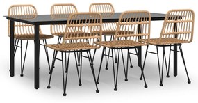 Set da pranzo da giardino 7 pz in polyrattan