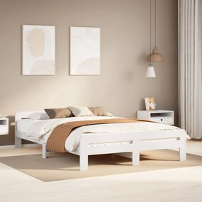 Letto Senza Materasso Bianco 140x200 Cm Legno Massello Di Pino /