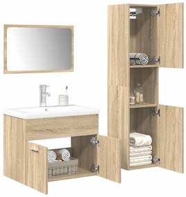 Set Mobili Da Bagno 4 Pz Rovere Sonoma İn Legno Multistrato /