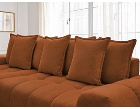 Divano angolare color terracotta allungabile e con contenitore (penisola a sinistra/chaise lounge) con rivestimento in ciniglia Everest – Bobochic Paris
