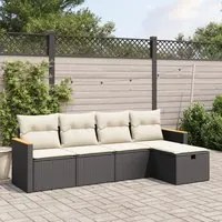 Set Divani da Giardino 5 pz con Cuscini in Polyrattan Nero 3265284