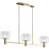 Lampadario Contemporaneo Vision Alluminio Oro 3 Luci Diffusori In Vetro Trasp