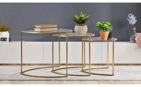 Tavolini rotondi in set di 3 con piano in vetro in oro ø 60 cm Triangle - Mauro Ferretti
