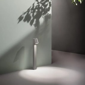 Paletto OWEN per esterni LED in alluminio Silver e diffusore in vetro H61 cm