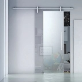 Porta scorrevole sinistra Neutra in acciaio trasparente, L 86 x H 215 cm, con binario Ermes